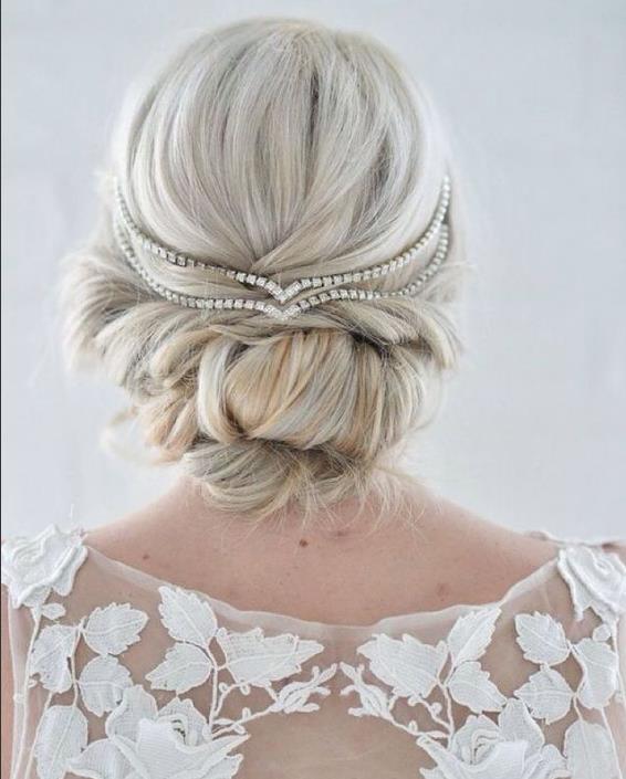 Updo Low Bun Hairstyle With Sparkly Headband